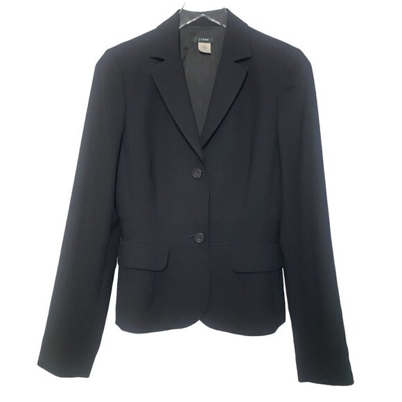 J Crew Wool Blazer 2 Button Classic Japan Made Black Jacket Womens T2 - Picture 1 of 6
